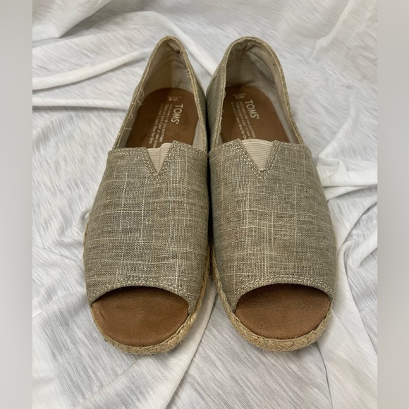 TOMS Alpargata Open Toe Canvas Flats - Picture 3 of 8